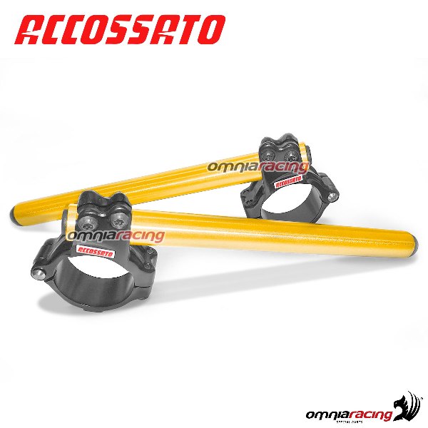 Semimanubri rialzati Accossato in ergal ricavato CNC con braccialetto nero e tubo oro forcelle 50mm