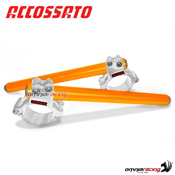 Semimanubri rialzati Accossato ergal ricavato CNC braccialetto argento e tubo arancio forcelle 50mm
