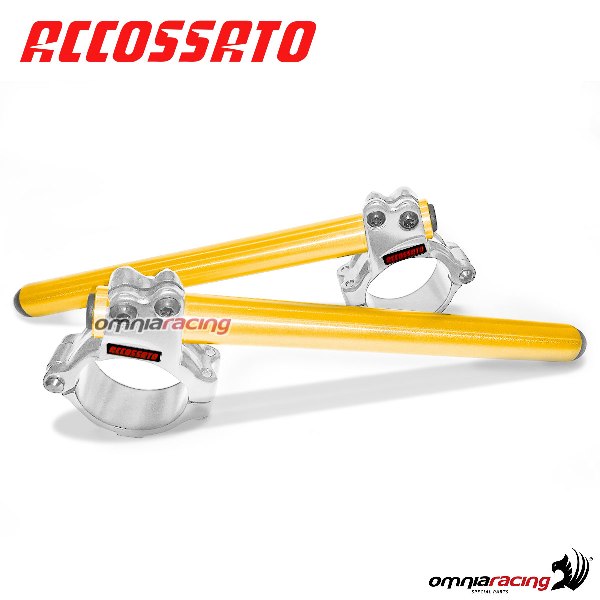 Semimanubri rialzati Accossato ergal ricavato CNC con braccialetto argento e tubo oro forcelle 50mm