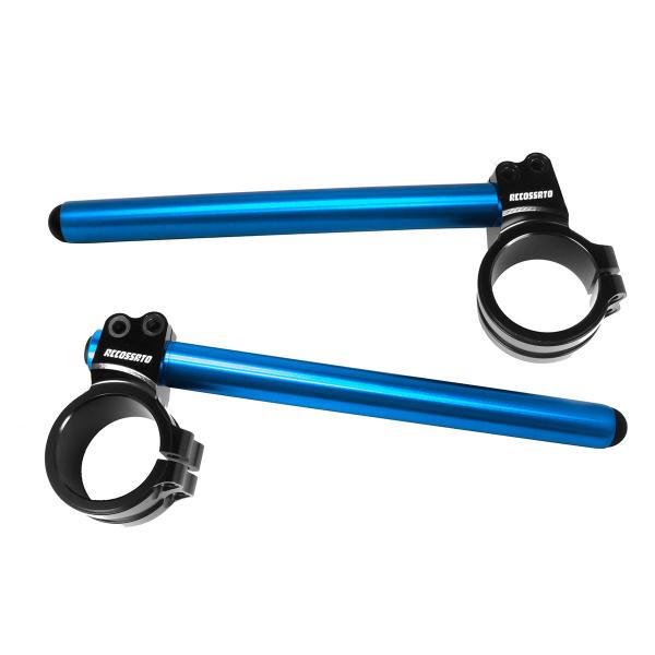 Coppia semimanubri Accossato blu 50mm rialzati inclinazione 10 gradi lunghezza 250