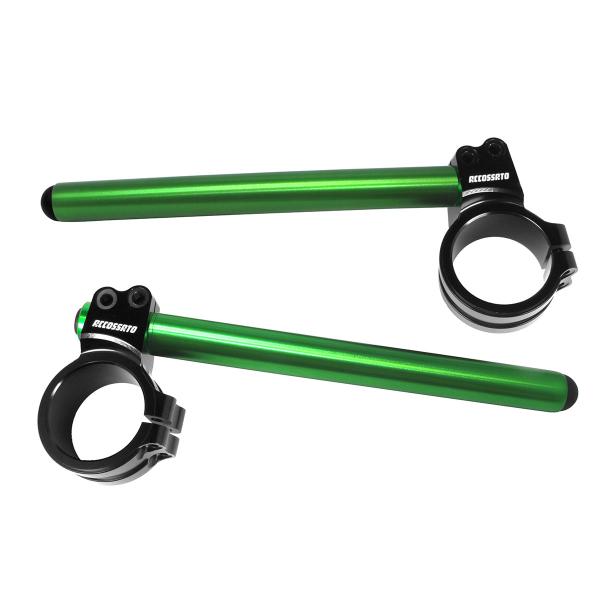 Coppia semimanubri Accossato verde 50mm rialzati inclinazione 10 gradi lunghezza 280