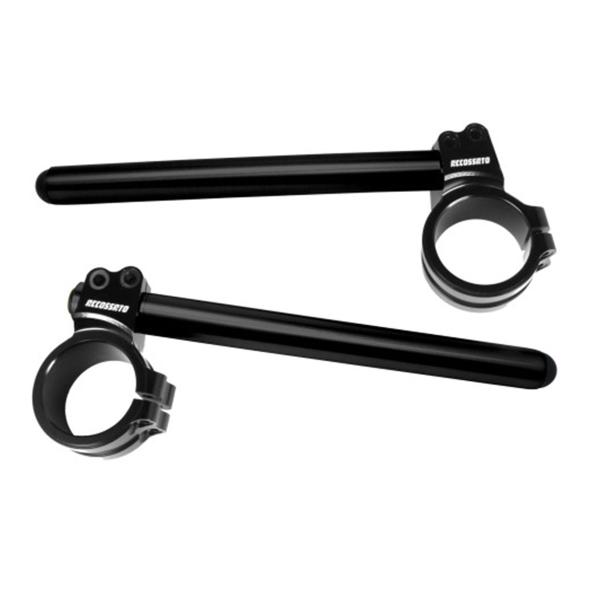 Coppia semimanubri Accossato nero 50mm rialzati inclinazione 10 gradi lunghezza 250