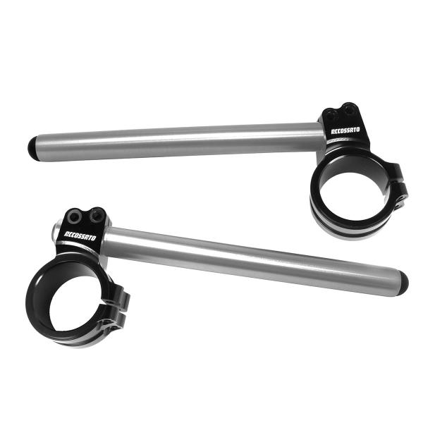 Coppia semimanubri Accossato silver 50mm rialzati inclinazione 10 gradi lunghezza 280