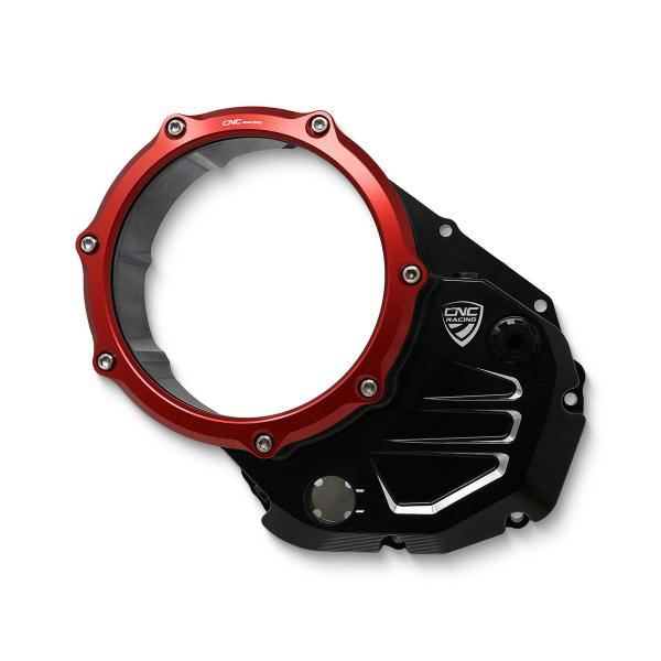 CNC Racing black/red clear oil clutch cover Ducati 848 2008-2010