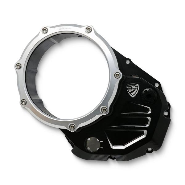 CNC Racing black/silver clear oil clutch cover Ducati 848 2008-2010