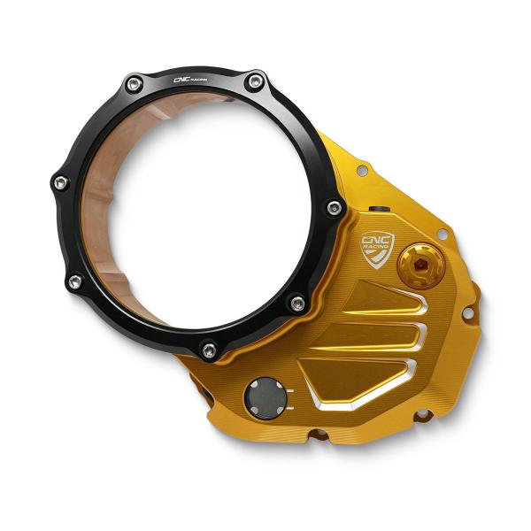 Carter frizione olio trasparente oro/nero CNC Racing Ducati 848 2008-2010