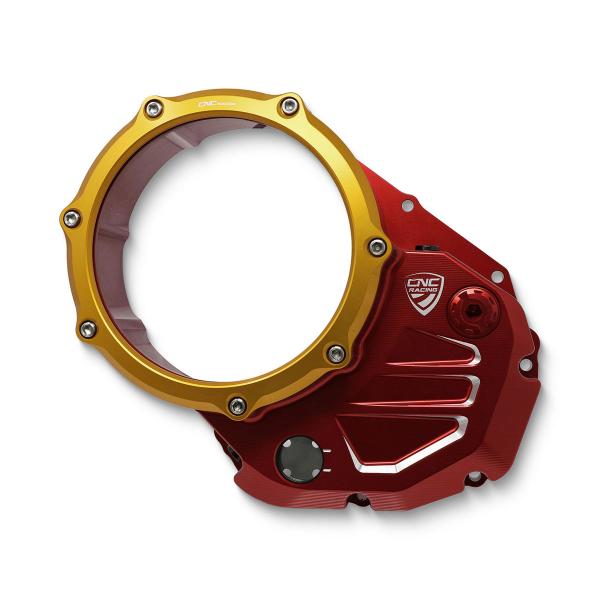 Carter frizione olio trasparente rosso/oro CNC Racing Ducati 848 2008-2010