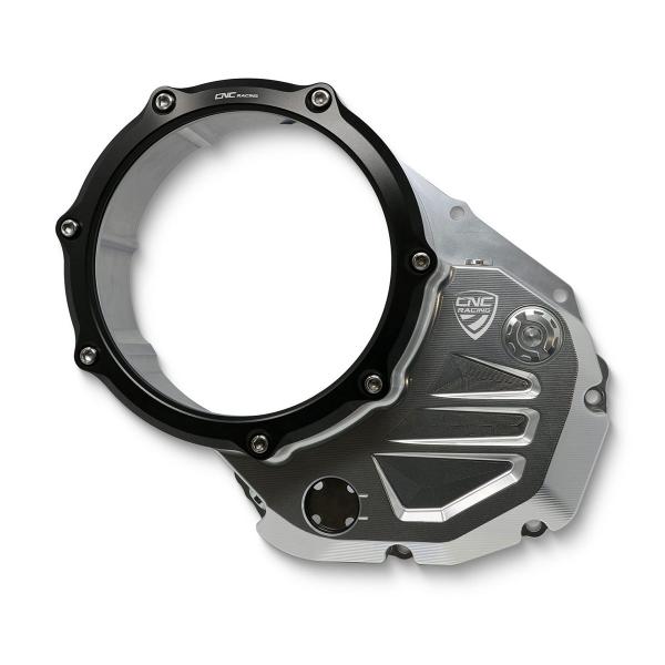 Carter frizione olio trasparente argento/nero CNC Racing Ducati 848 2008-2010