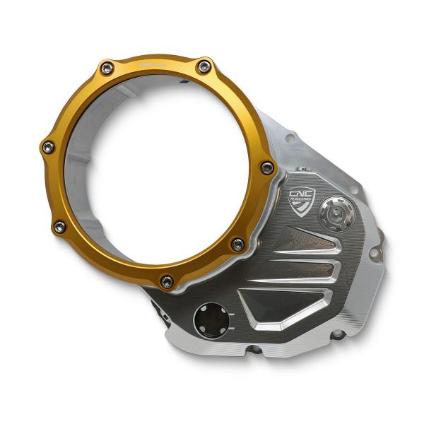 Carter frizione olio trasparente argento/oro CNC Racing Ducati 848 2008-2010