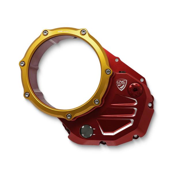 Carter frizione olio trasparente rosso/oro CNC Racing Ducati Diavel 1200 2011
