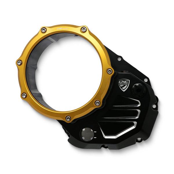 CNC Racing black/gold clear oil clutch cover Ducati DesertX 937 2022-2024