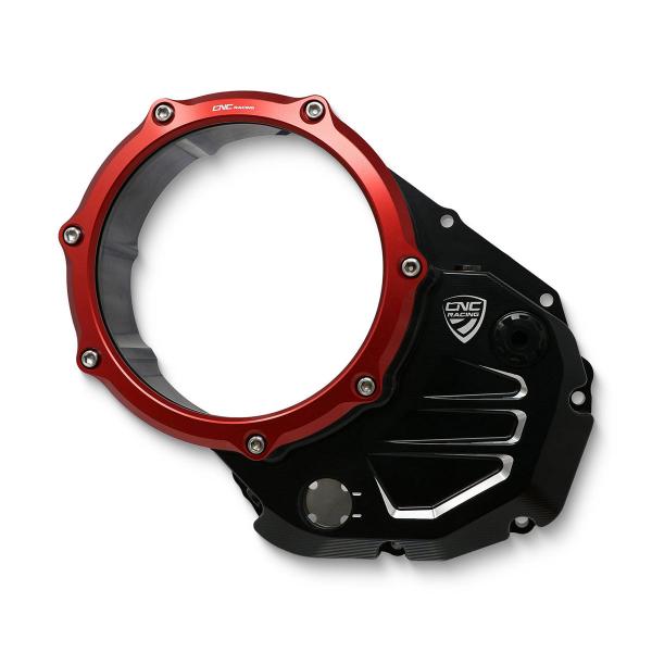 CNC Racing black/red clear oil clutch cover Ducati DesertX 937 2022-2024