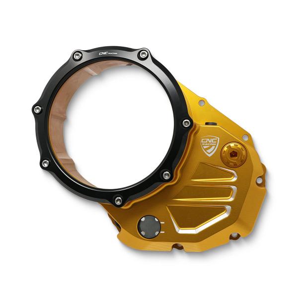Carter frizione olio trasparente oro/nero CNC Racing Ducati DesertX 937 2022-2024