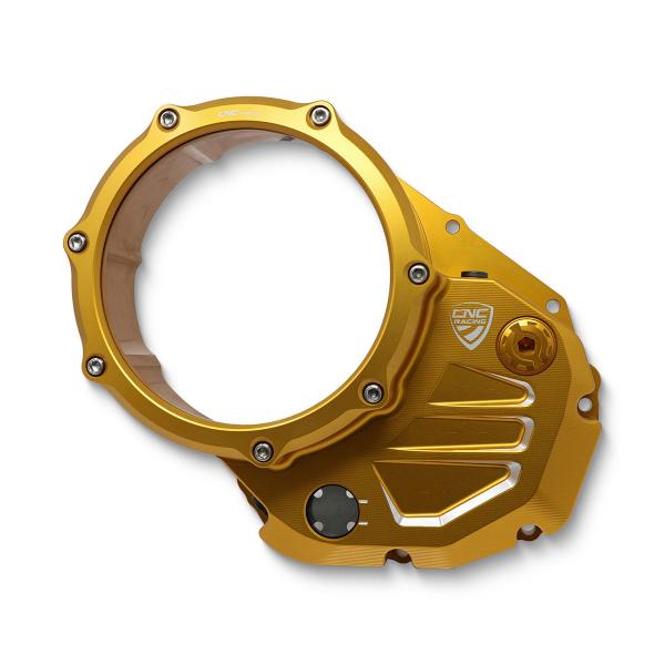 CNC Racing gold clear oil clutch cover Ducati Monster 937 2021-2024