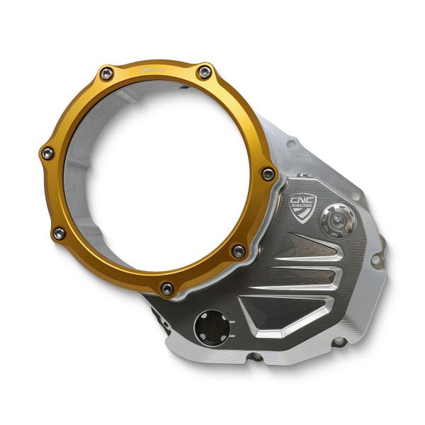 Carter frizione olio trasparente argento/oro CNC Racing Ducati DesertX 937 2022-2024