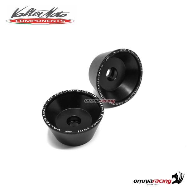 Coppia protezione perni ruota anteriori Valtermoto in alluminio nero