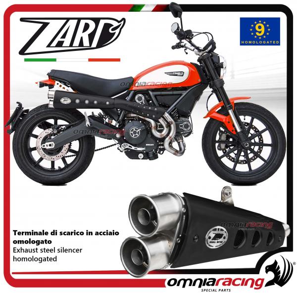 Zard impianto scarico completo in acciaio alto cover nero omologato per Ducati Scrambler 800 15>16