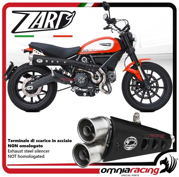 Zard impianto scarico completo in acciaio alto cover nero non omologato Ducati Scrambler 800 15>16