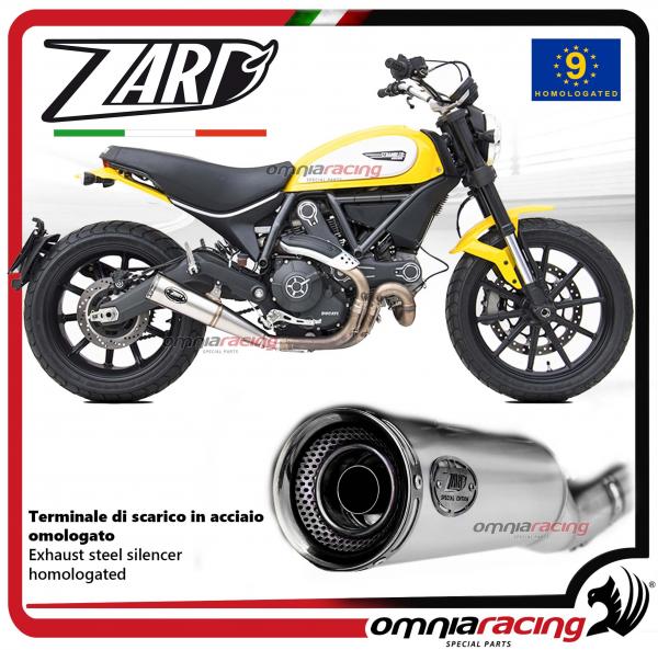 Zard terminale di scarico in acciaio omologato fondello nero per Ducati Scrambler 800 2015>2016