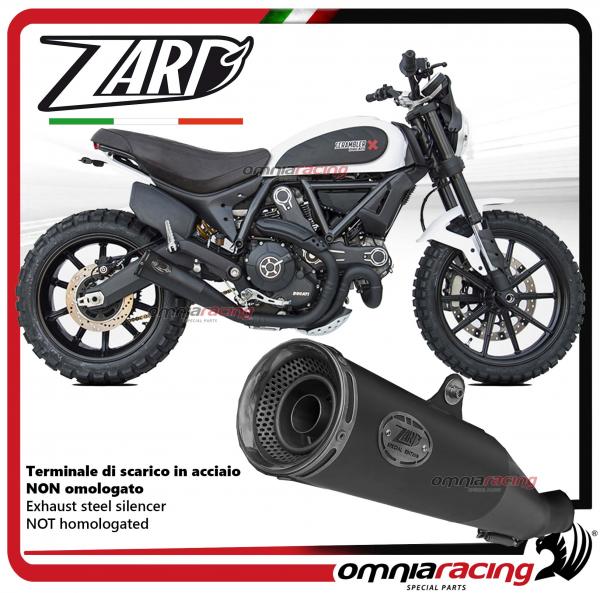 Zard terminale di scarico in acciaio nero non omologato fondello nero per Ducati Scrambler 800 2015>