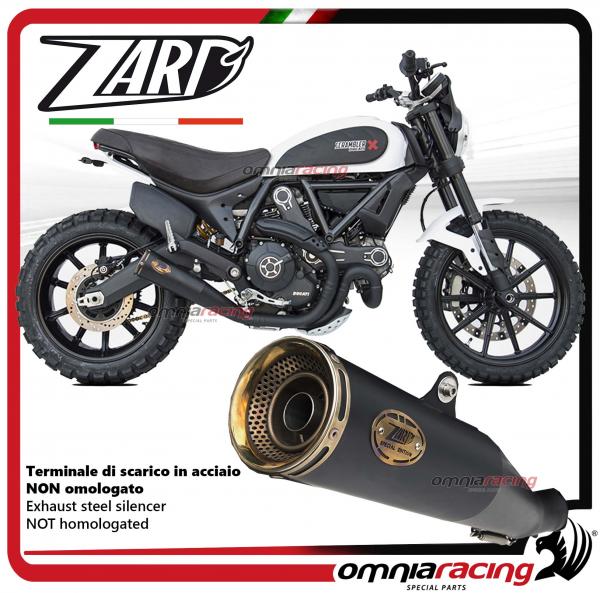 Zard terminale di scarico in acciaio nero non omologato fondello oro per Ducati Scrambler 800 2015>