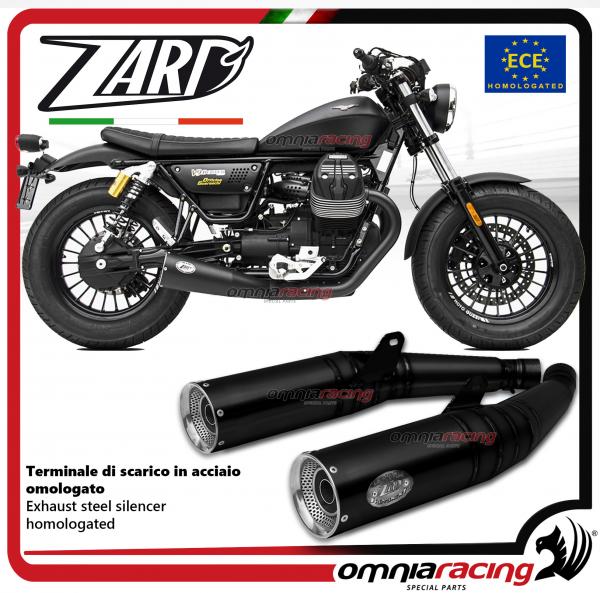 Zard pair of exhaust slipon steel black silencer homologated Moto Guzzi V9 Bobber/Roamer 2017>