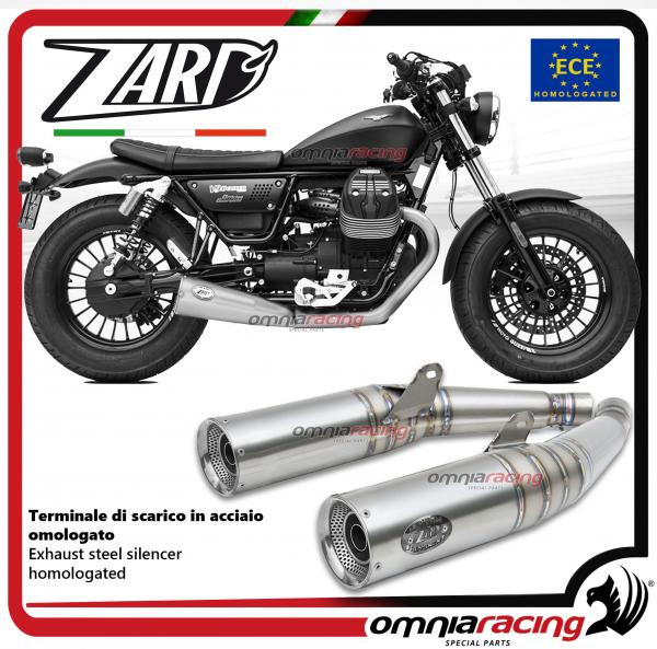 Zard pair of exhaust slip on steel silencer homologated for Moto Guzzi V9 Bobber/Roamer 2017>