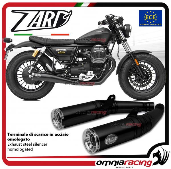 Zard pair of exhaust slipon steel lback silencer homologated Moto Guzzi V9 Bobber/Roamer 2017>