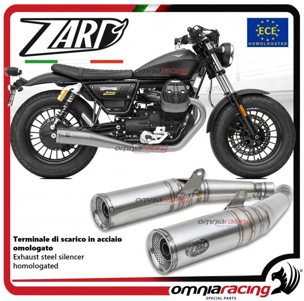 Zard pair of exhaust slipon steel silencer homologated Moto Guzzi V9 Bobber/Roamer 2017>