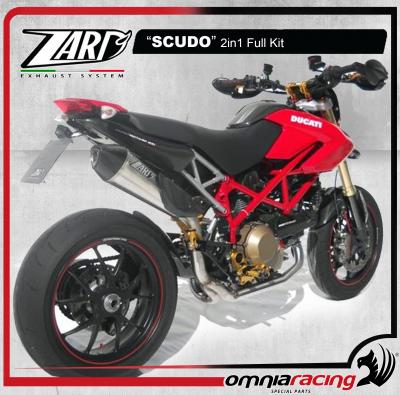 Impianto di Scarico Completo Zard Inox 2>1 Alto Laterale Omologato per Ducati Hypermotard 1100 07>