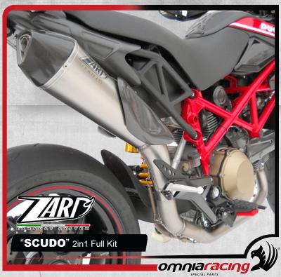 Impianto di Scarico Completo Zard Titanio 2>1 Alto Laterale Omologato Ducati Hypermotard 1100 07>