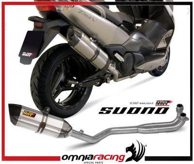 Impianto di Scarico Completo Mivv Suono Marmitta Acciaio Inox per Yamaha T-Max 500 2008>2011