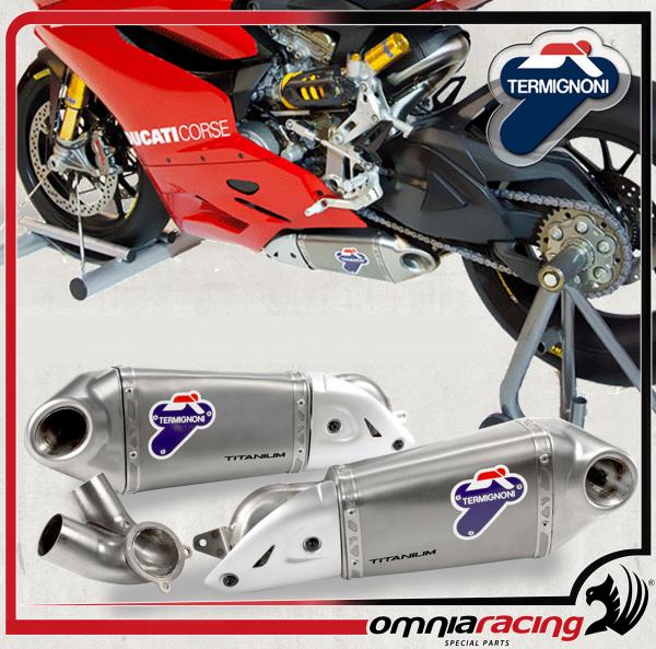 Termignoni Terminali di Scarico Racing 94dB D129 Titanio per Ducati 899 Panigale 2014 14>15