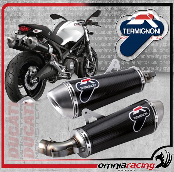 Termignoni D101 Terminali di Scarico Racing 94dB Carbonio per Ducati Monster 696 2008 08>13