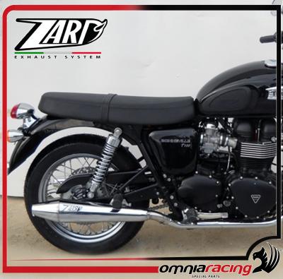 Zard steel chrom homologated cat slip on exhaust system for Triumph Bonneville T100 Injector mod.