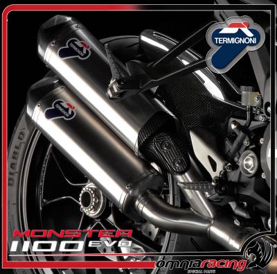 Terminali di scarico Termignoni inox omologato per Ducati Monster 1100 Evo 2011 11>