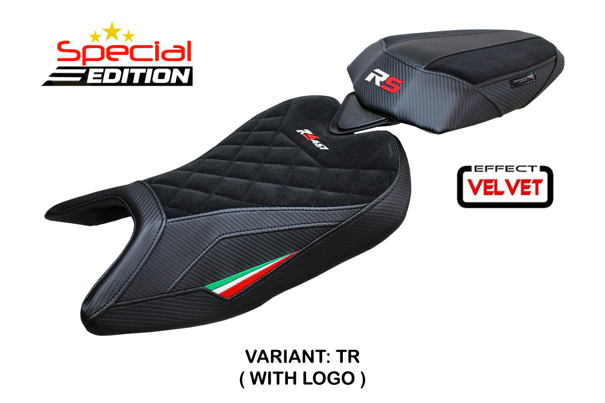 TPZ Bezz Velvet Special Edition tricolor Saddle covering Logo Aprilia RS457 2023-2025