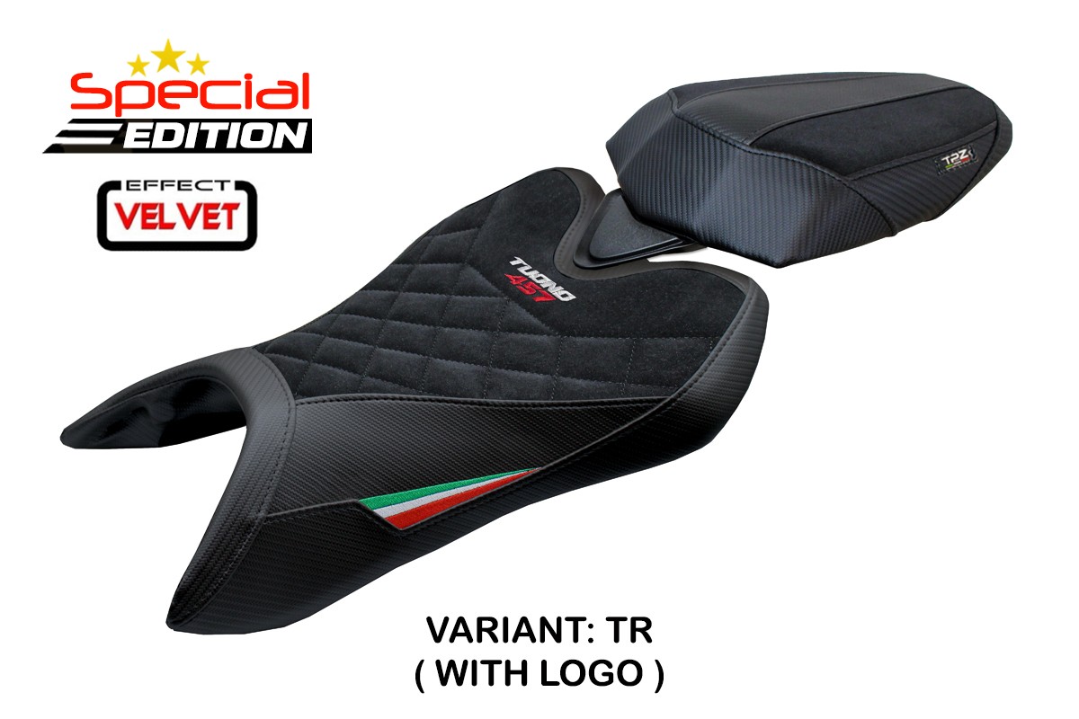 Rivestimento sella TPZ Vignesh Velvet Special Edition Logo tricolore Aprilia Tuono 457 2025