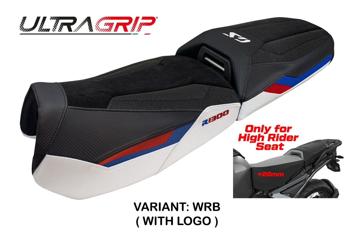 Rivestimento sella TPZ Haisyn Ultragrip Logo bianco-rosso-blu BMW R1300GS Adventure 2024-2025