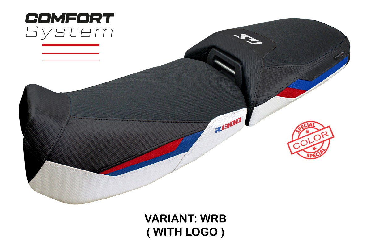 Rivestimento sella TPZ Ulma Comfort Logo bianco-rosso-blu BMW R1300GS Adventure 2024-2025