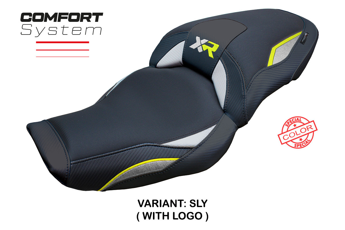 Rivestimento sella TPZ Linz Comfort Logo argento-giallo fluo BMW S1000XR 2024-2025