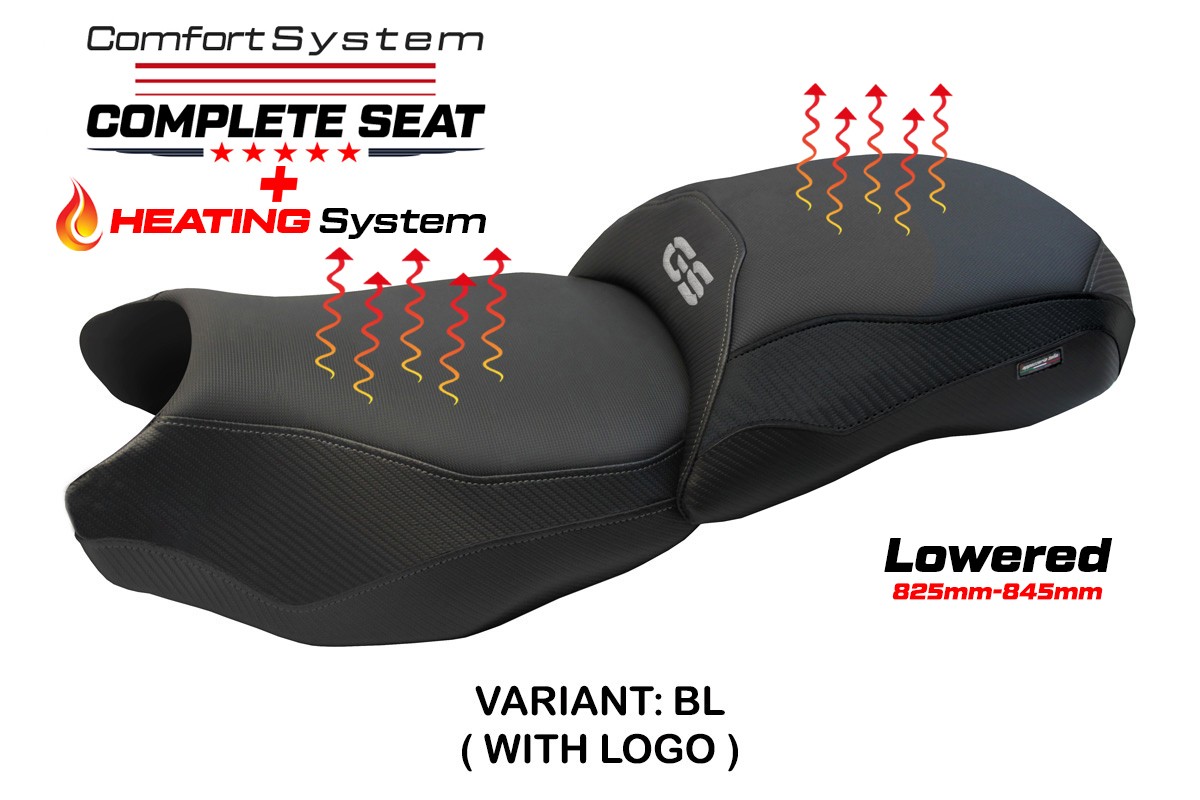 TPZ Lowered Mainz Comfort black Complete heated saddle Logo BMW R1200GS 2013-2018