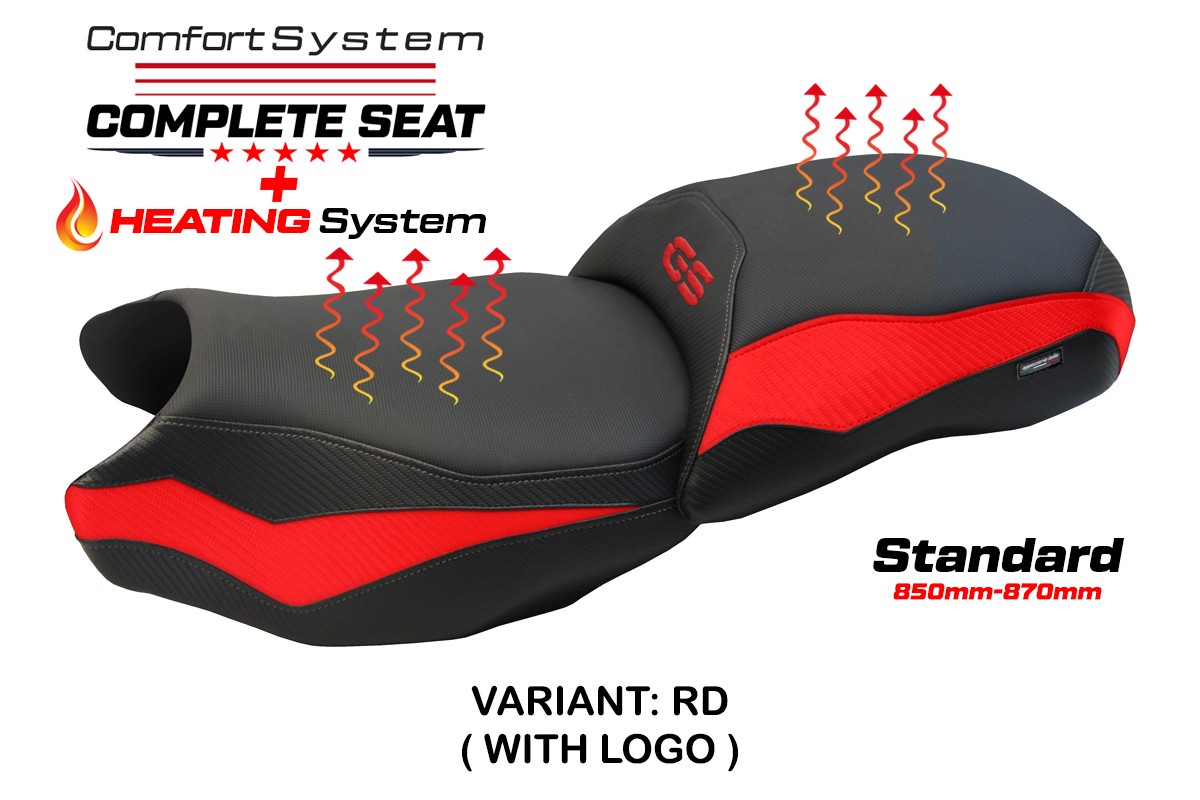 TPZ Mainz Comfort red Complete heated saddle Logo BMW R1200GS 2013-2018