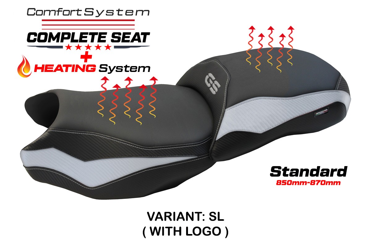 TPZ Mainz Comfort silver Complete heated saddle Logo BMW R1200GS 2013-2018