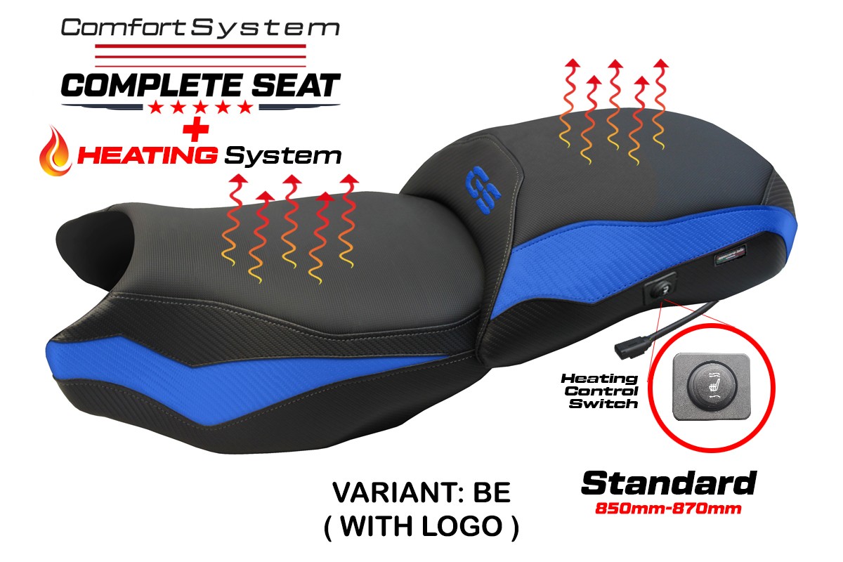 TPZ Paphos Comfort blue Complete heated saddle Logo BMW R1250GS 2019-2023