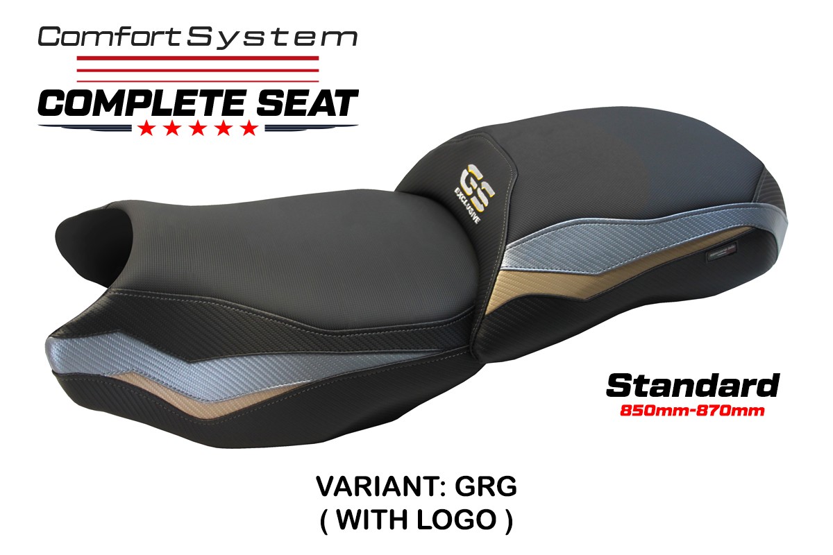 TPZ Paphos - Standard Comfort grey-gold Complete saddle Logo BMW R1250GS 2019-2023