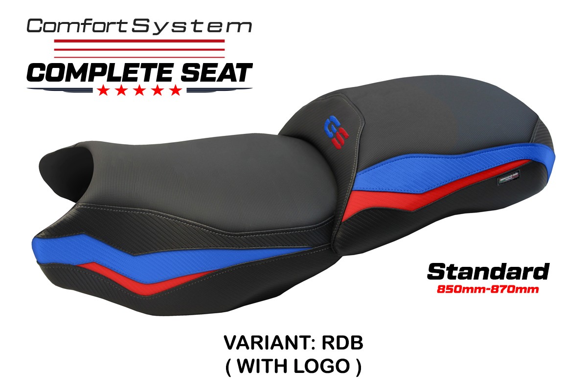 TPZ Paphos - Standard Comfort red-blue Complete saddle Logo BMW R1250GS 2019-2023