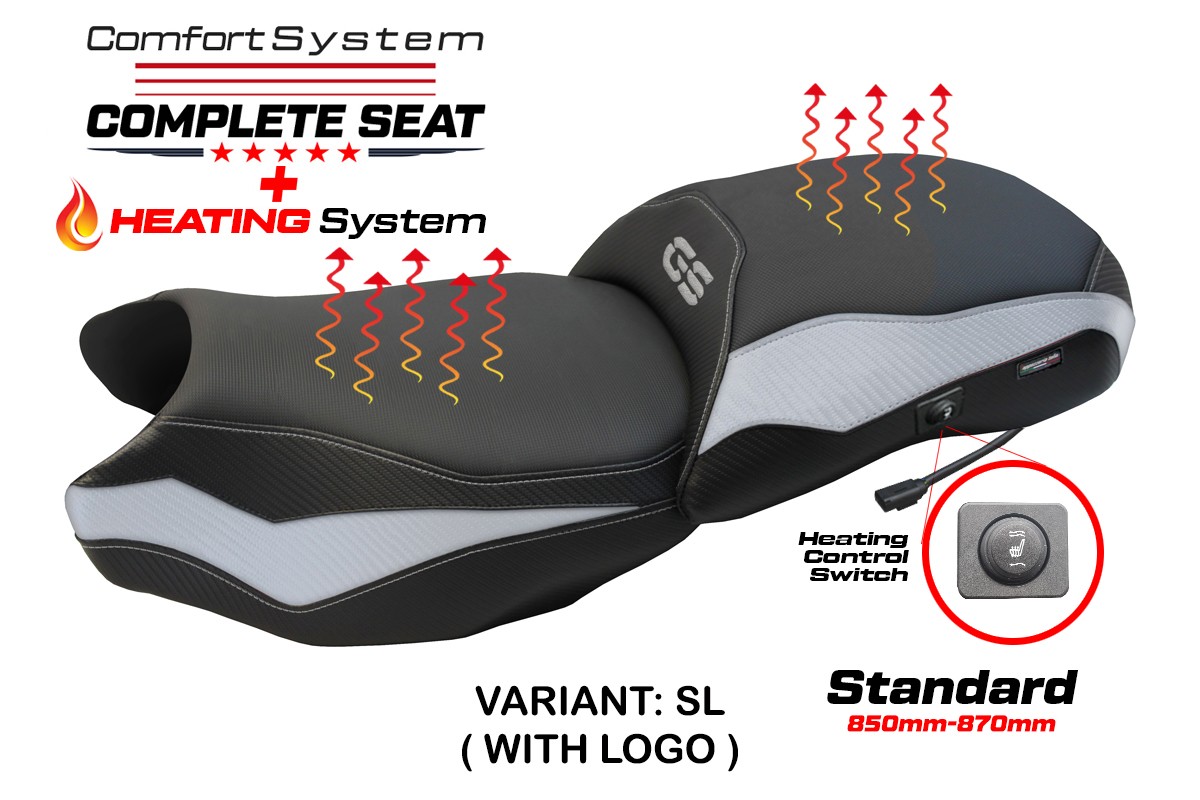 TPZ Paphos Comfort silver Complete heated saddle Logo BMW R1250GS 2019-2023