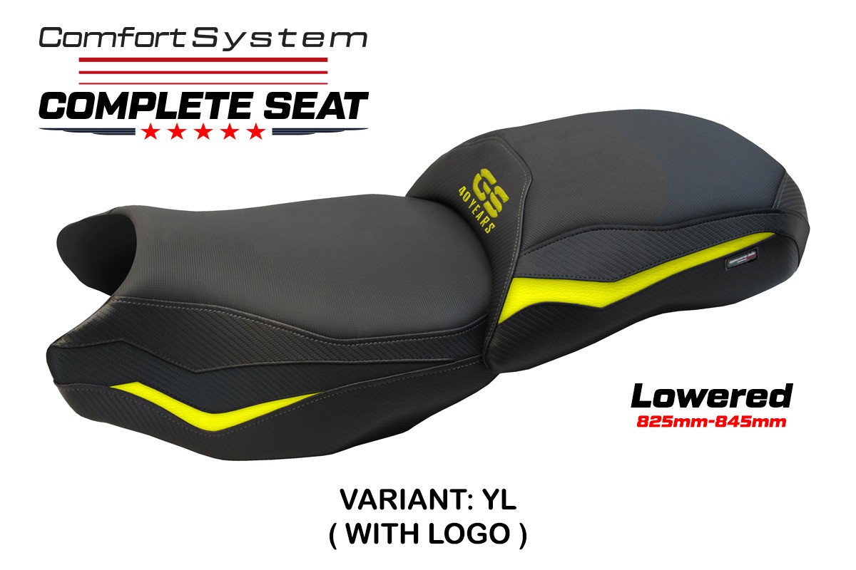 TPZ Lowered Paphos Comfort yellow Complete saddle Logo BMW R1250GS 2019-2023