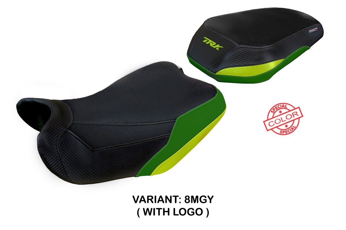 Rivestimento sella TPZ Taisha Logo verde militare-giallo Benelli TRK702 2023-2025